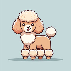 Cute Poodle Dog Standing Cartoon Vector Icon Illustration. Animal Nature Icon Concept Isolated Premium Vector. Flat Cartoon Style