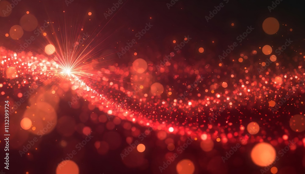 Poster captivating red glow particle abstract bokeh background a stunning visual experience of vibrant ligh