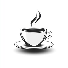 Obraz premium Hot coffee cup on saucer, steam rising. (1)