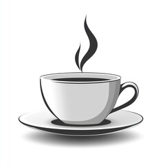 Obraz premium Hot coffee in a white cup and saucer. (1)