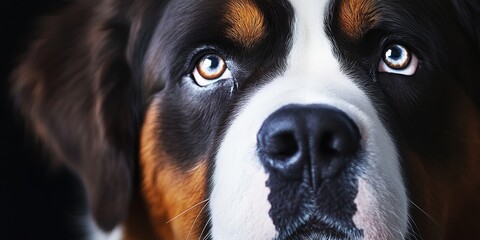 Saint Bernard dog s eyes captivate with their expressive gaze, showcasing the distinct features of the breed. The soulful eyes of the Saint Bernard dog reveal a blend of warmth and intelligence.