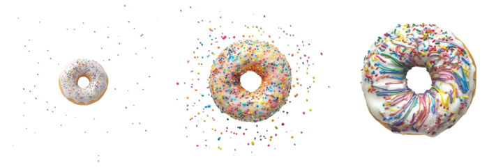 set of a colorful doughnut isolated on a transparent background