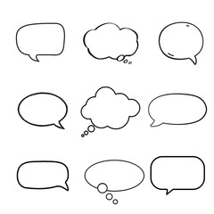 Fototapeta premium White speech bubble shape blank set isolated on white background. Vector illustration decorative design.