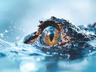 Tension and beauty of a close-up alligator eye and snout in water wildlife photography nature serene viewpoint captivating wildlife concept