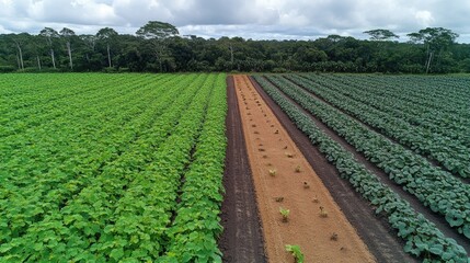 Obraz premium Sustainable agriculture and crop variety in lush green farm landscape