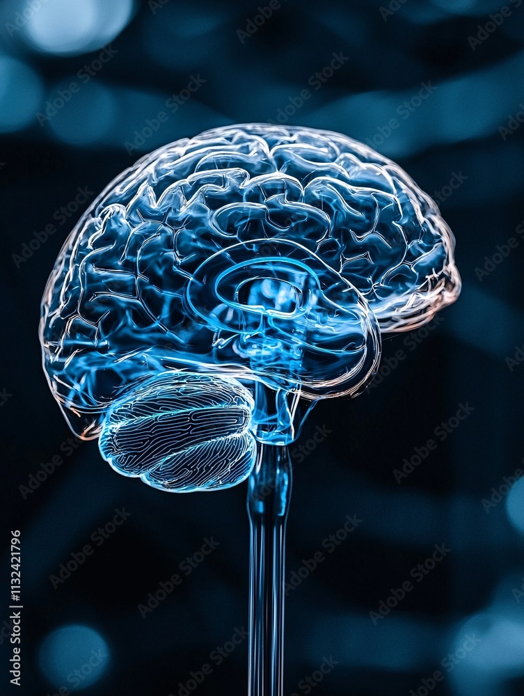 Poster ai-driven data processing visualized with a glowing neural network in a dark environment