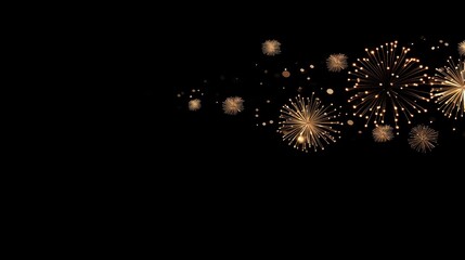 Fototapeta premium A radiant burst of golden glitter particles on a black background, symbolizing luxury, celebration, and festive joy.