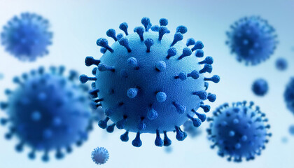 Virus. Blue color. 3d illustration.