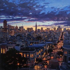 Fototapeta premium SF cityscape at dusk