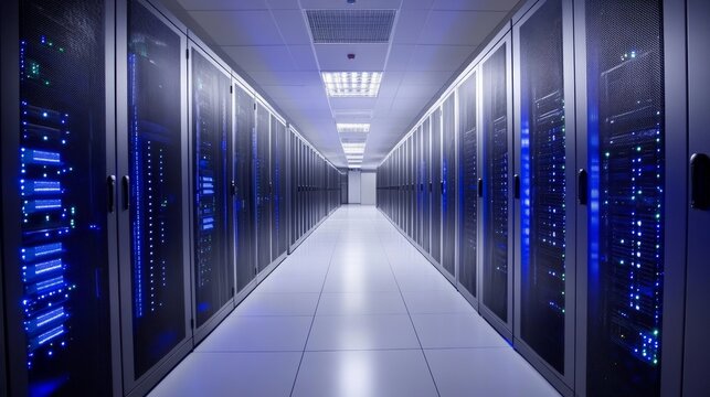 Cloud computing services with a modern data center, showcasing flexibility, scalability, and dynamic storage solutions