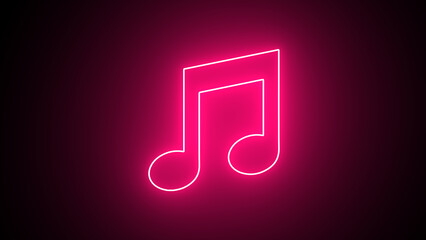 Neon music icon. Glowing colorful music simple. line Simple music icon