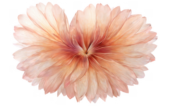 Digital illustration flower shape heart two petals harmonious patterns swirling