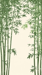 Fototapeta premium green bamboo forest plants pattern illustration poster background