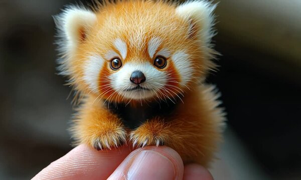 Adorable Red Panda Cub in Hand