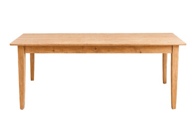 Wooden table rectangular top four legs appears to dining isolated
