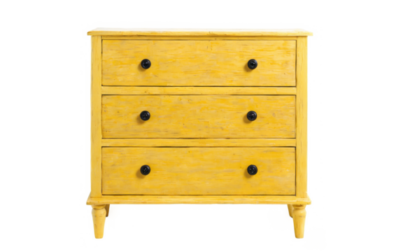 Yellow wooden chest drawers It has rectangular shape