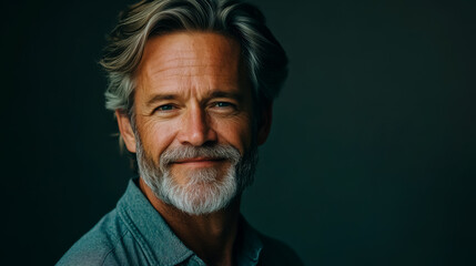 Fototapeta premium Portrait of a 50-year-old man, wearing a simple yet stylish shirt.