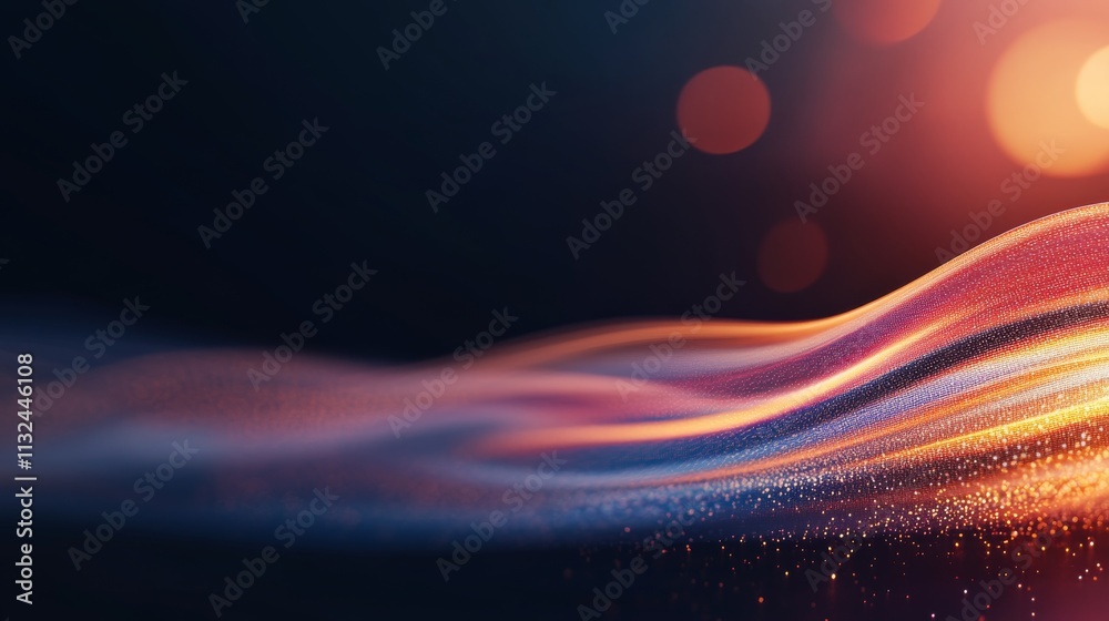 Aufkleber a fluid holographic wave curves across a black background, showcasing shifting rainbow colors that c