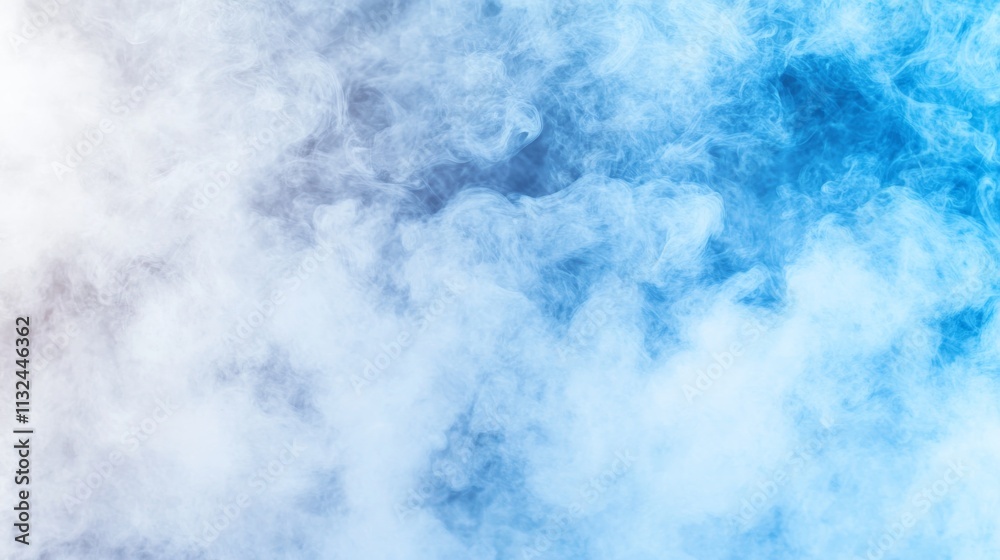 Poster swirling blue and white smoke gently fills a light gray space, offering a calming atmosphere and ide