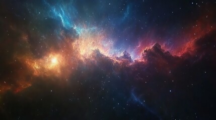 Obraz premium Vibrant nebula and galaxies in space, abstract cosmic background with colorful celestial patterns