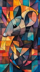 Fototapeta premium Colorful cubism mouse illustration with artistic pop style picture