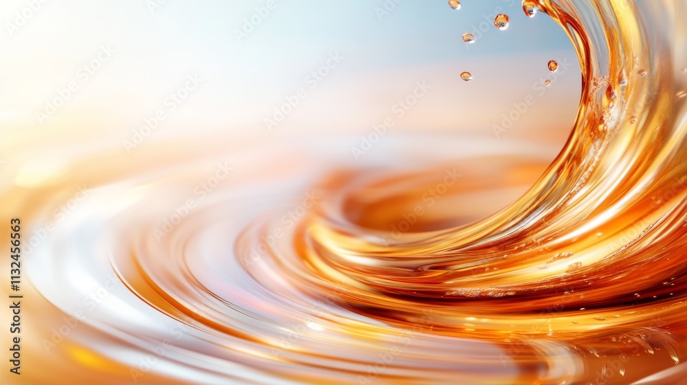Aufkleber Abstract water flows in a swirling vortex of orange and blue, showcasing soft reflections and fluid motion that create a captivating visual depth and movement