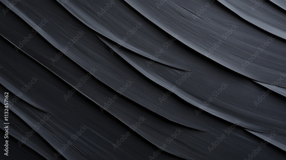 Poster a single black tropical leaf showcases intricate veins, filling the frame. soft lighting enhances it