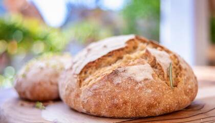 Naklejka premium Artisanal Bread Recipes with Rustic Textures and Farm-to-Table Freshness