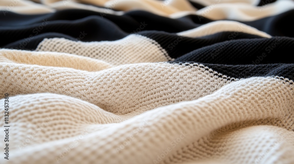 Leinwandbilder black and white shibori fabric is elegantly draped, highlighting its unique geometric patterns and t