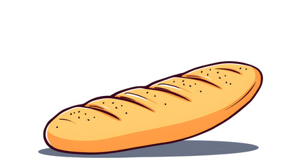 Baguette Bread Cartoon Vector Illustration. Pastry Food Concept. Flat Cartoon Outline Style. Generative AI