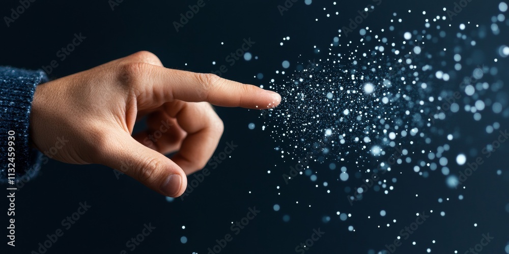 Poster Futuristic Interaction with Holographic Interface Highlighting Cybersecurity Concepts