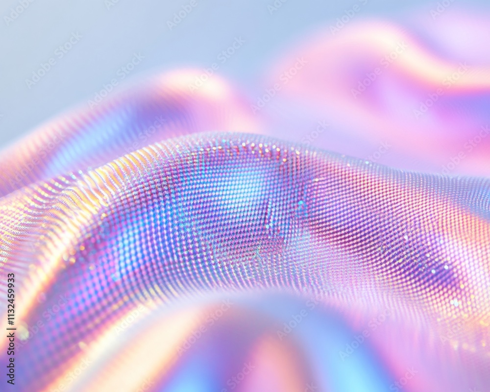 Aufkleber cool-toned iridescent waves abstract digital data flow