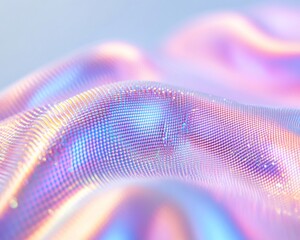 Cool-Toned Iridescent Waves Abstract Digital Data Flow