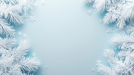 Obraz premium A blue background with white snowflakes and branches