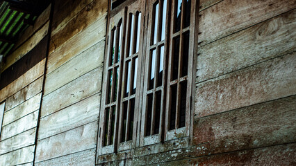 Old Wooden Window with Many Panes