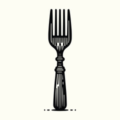 Elegant Wooden Fork Silhouette  for Kitchen, Dining, and Culinary Design Projects