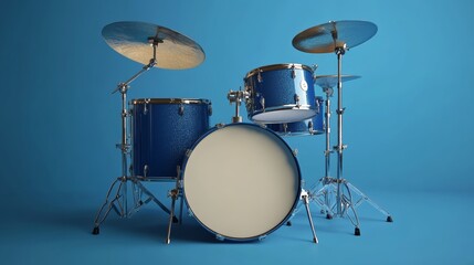 Drum kit with a beginner guidebook on percussion techniques, illustrating drum and percussion basics for learners