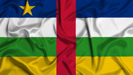 Obraz premium Central African Republic silk flag waving in the wind background