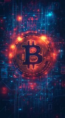 Futuristic Cryptocurrency Seminar Flyer with Glowing Bitcoin Graphic