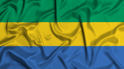 Obraz premium Gabon silk flag waving in the wind background