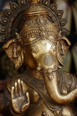 Elephant, sculpture and religion with hope, idol and faith with worship, spiritual and tourism....