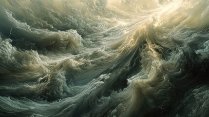 Obraz premium Abstract Celestial Landscape: A Whirlwind of Clouds and Light