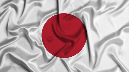 Japan silk flag waving in the wind background