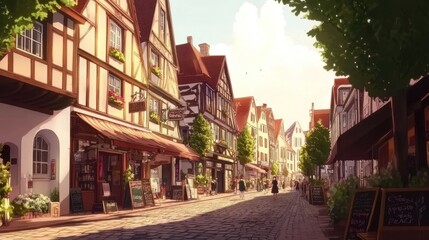 Fototapeta premium A Sunny Day in a Charming European Town