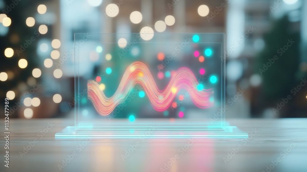 Aufkleber Glowing Holographic Cryptocurrency Chart in Neon-lit Technology Setting