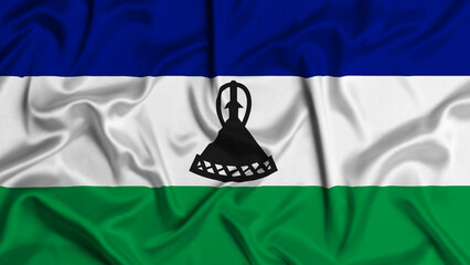 Lesotho silk flag waving in the wind background