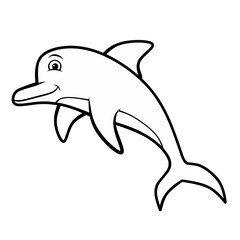 Line art dolphin isolated on white
