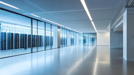 Fototapeta premium Modern Server Room Interior Design: Sleek, Efficient Data Center Architecture