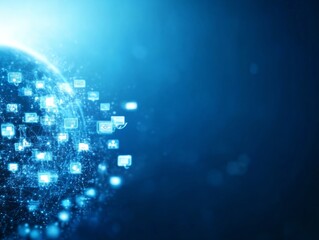 Earth from Space with Digital Communication Icons Global Technology and Connectivity Concept