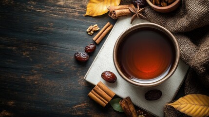 Fototapeta premium Aromatic Autumnal Tea with Dates and Cinnamon